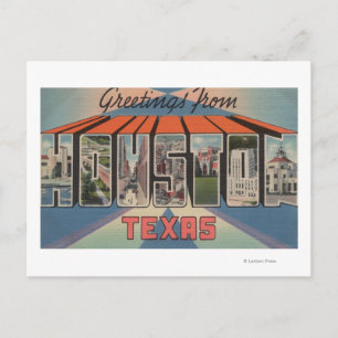 Cartão Postal Houston, Texas - Cenas com Letras Grandes