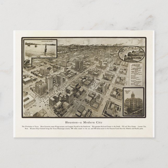 Cartão Postal Houston Texas em 1912 (Frente)