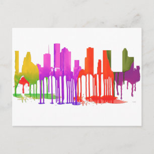 CARTÃO POSTAL HOUSTON TEXAS SKYLINE PUDDLES -