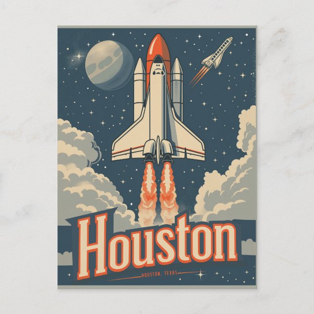 Cartão Postal Houston, Texas Vintage (Frente)