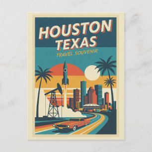 Cartão Postal Houston TX Retro Viagens anos 1950