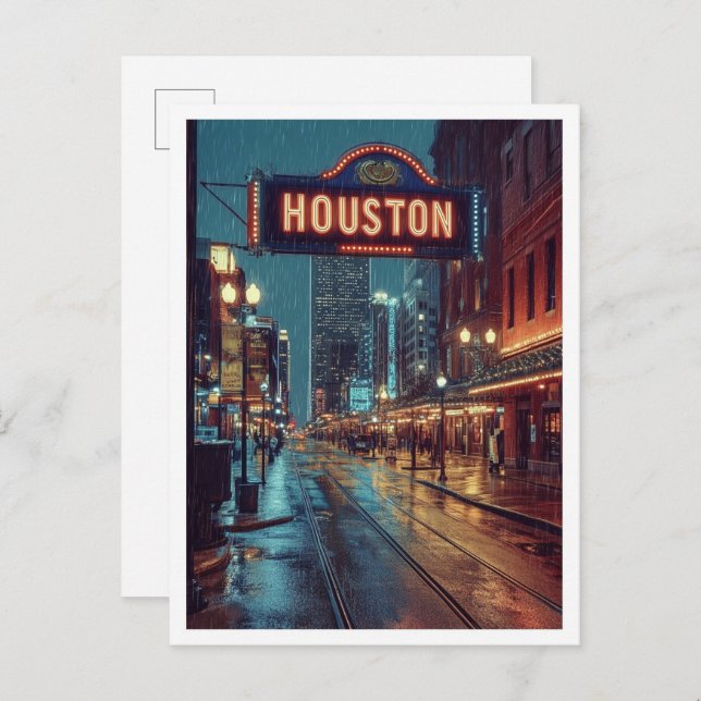 Cartão Postal Houston USA Art Vintage Viagem (Frente/Verso)