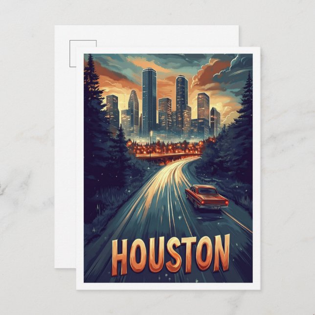 Cartão Postal Houston USA Vintage - Viagem (Frente/Verso)