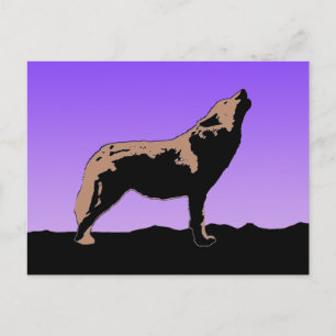 Cartão Postal Howling Wolf at Sunset - Arte original sobre a vid