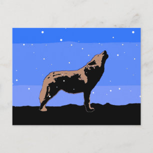 Cartão Postal Howling Wolf no inverno - Arte original sobre a vi