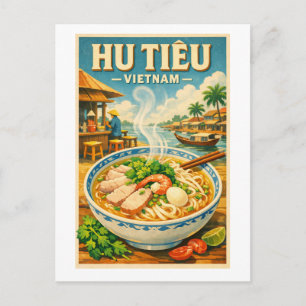Cartão Postal Hu Tieu vietnamita, em um clássico retrô
