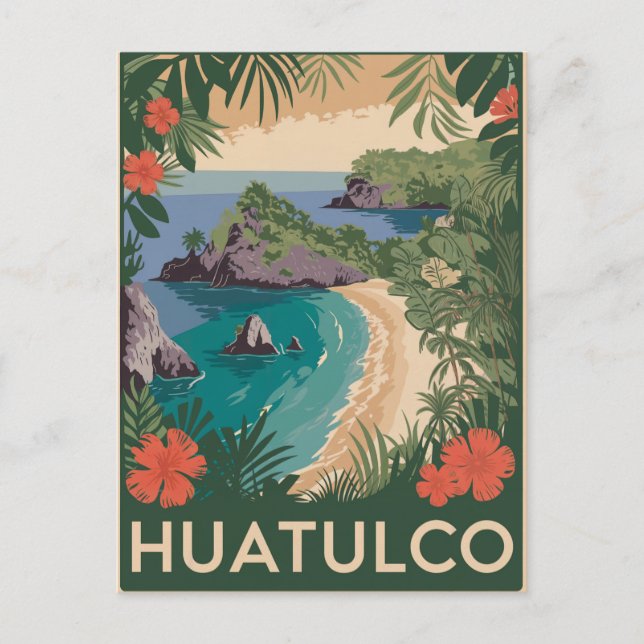 Cartão Postal Huatulco Mexico Vintage (Frente)