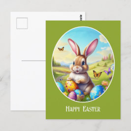 Cartão Postal Hübscher Osterhase in Landschaft -