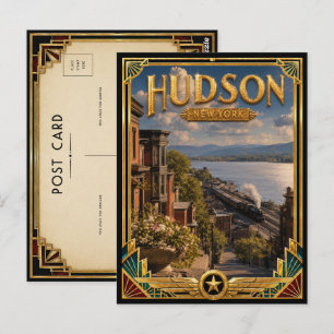 Cartão Postal Hudson Nova York Arte Deco Vintage Era de Ouro