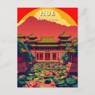 Cartão Postal Hue Vietnam Pagoda Viagem Retro