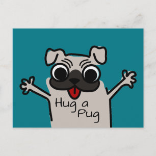 Cartão Postal Hug a Pug