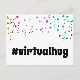 Cartão Postal Hug Virtual da Hashtag em Confetti Colorido de Fon