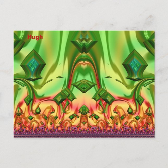 Cartão Postal HUGH ~ Padrão de Design 3D ~ Cores de Natal ~  (Frente)