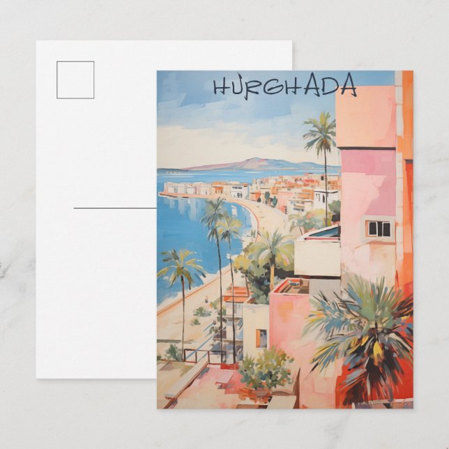 Cartão Postal Hugharda Egypt Travel City Painting Aesthetic (Frente/Verso)