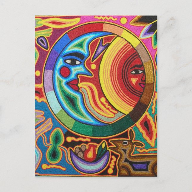 Cartão Postal Huichol String Art do México (Frente)