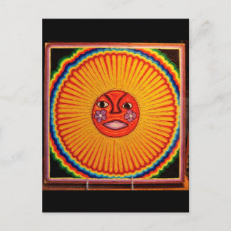 Cartão Postal Huichol String Art Sun Mexicano Folk Art