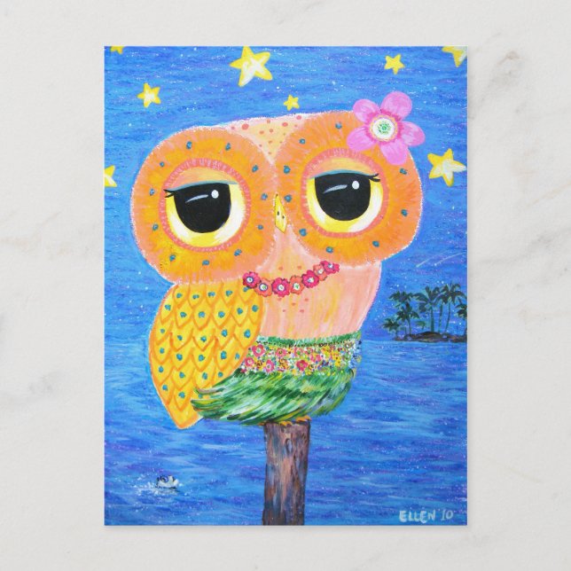 Cartão Postal Hula Hoot (Frente)
