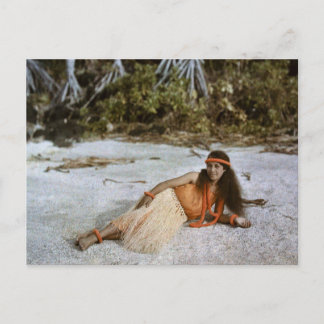 Cartão Postal Hula Wahine / Hula Girl c.1909 Autochrome
