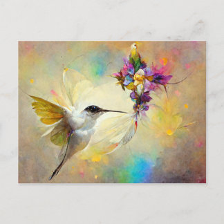 Cartão Postal Hummingbird Floral