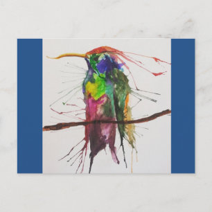 Cartão Postal Hummingbird Watercolor