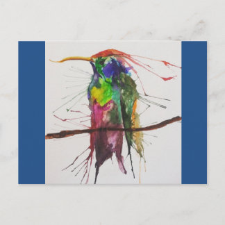 Cartão Postal Hummingbird Watercolor