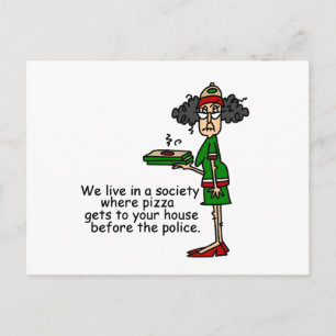 Cartão Postal Humor da entrega da pizza