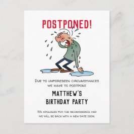 Cartão Postal Humor de Cartoon de Cancelamento de Partido Adiado
