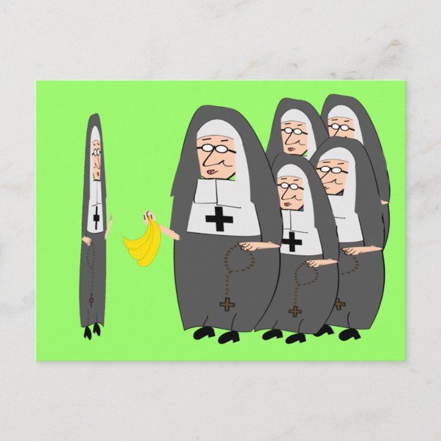 Cartão Postal Humor de Freira Católica "Irmãs Gordas" (Frente)