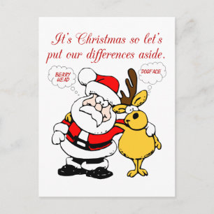 Cartão Postal Humor de Natal: Pare de brigar e Reconcilie Engraç