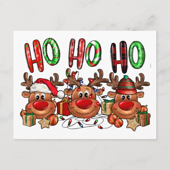Cartão Postal Humor de Natal Rena  (Frente)
