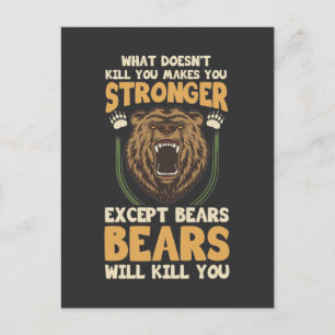Cartão Postal Humor de Urso Sarcástico Escoteiro Acampante Piada