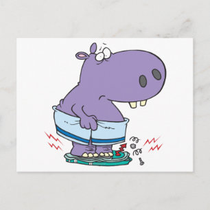 Cartão Postal humor dietético pesado com hipopótamo quebrando 