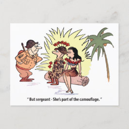 Cartão Postal Humor do Exército, Soldado com Mulher Bonito, Engr