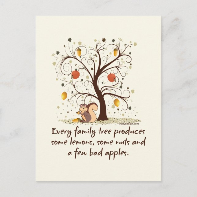 Cartão Postal Humor em árvore da família (Frente)