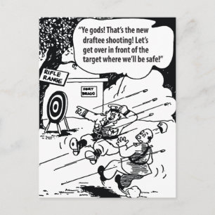 Cartão Postal Humor Militar, Lugar Seguro, Vintage Engraçado
