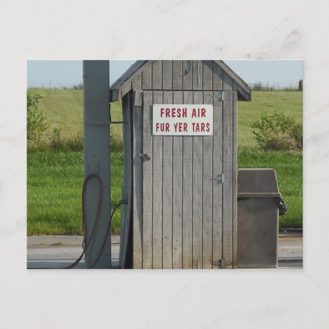 Cartão Postal Humor na estação de gás (Frente)