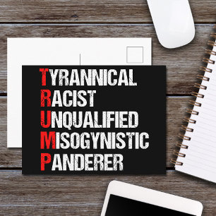 Cartão Postal Humor Político Acrônimo Anti Trump