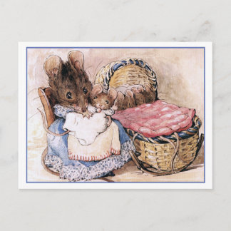 Cartão Postal Hunca Munca e seus bebês por Beatrix Potter