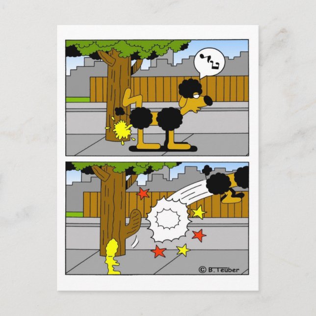 Cartão Postal Hund pinkelt an Baum (Frente)