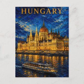 Cartão Postal Hungary: Night Glow Budapest Art Souvenir