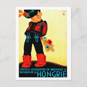 Cartão Postal Hungria, garoto húngaro em fantasia folclórica, sa