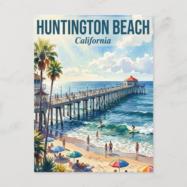 Cartão Postal Huntington Beach EUA (Frente)