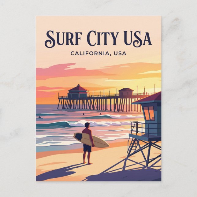 Cartão Postal Huntington Beach EUA (Frente)
