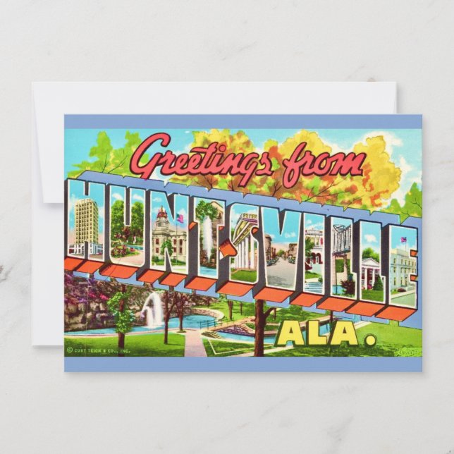 Cartão postal Huntsville Alabama Vintage (Frente)