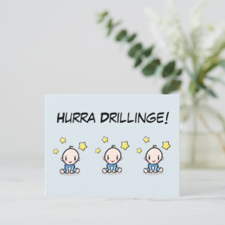 Cartão Postal Hurra Drillinge, Glückwunsch Geburt, 3 Jungs,  
