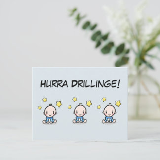 Cartão Postal Hurra Drillinge, Glückwunsch Geburt, 3 Jungs,  