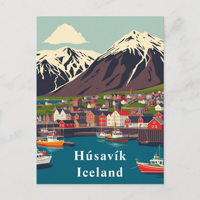 Cartão Postal Húsavík, Islândia Boats Art (Frente)