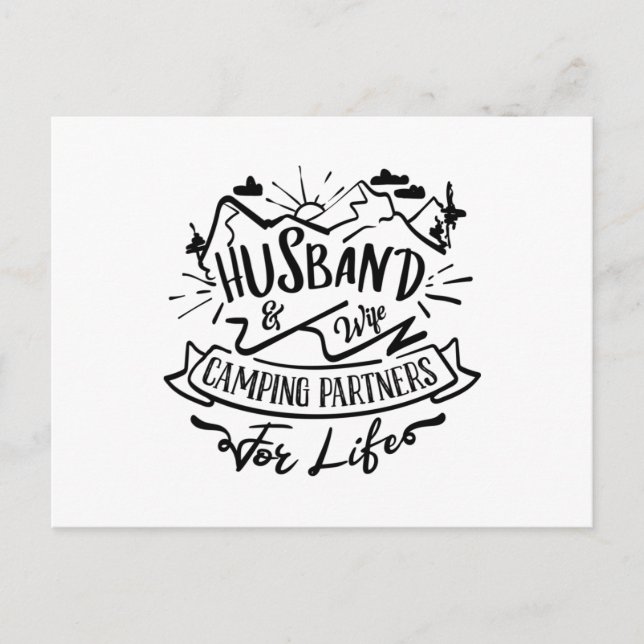 Cartão Postal husband & wife camping partners for life (Frente)