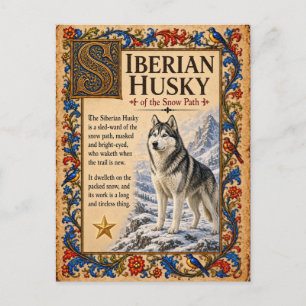 Cartão Postal Husky Siberiano, Arte Medieval Bestiário