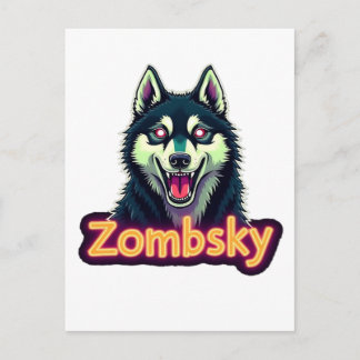 Cartão Postal Husky Siberiano Sibe Cachorro Zumbi Halloween Esse